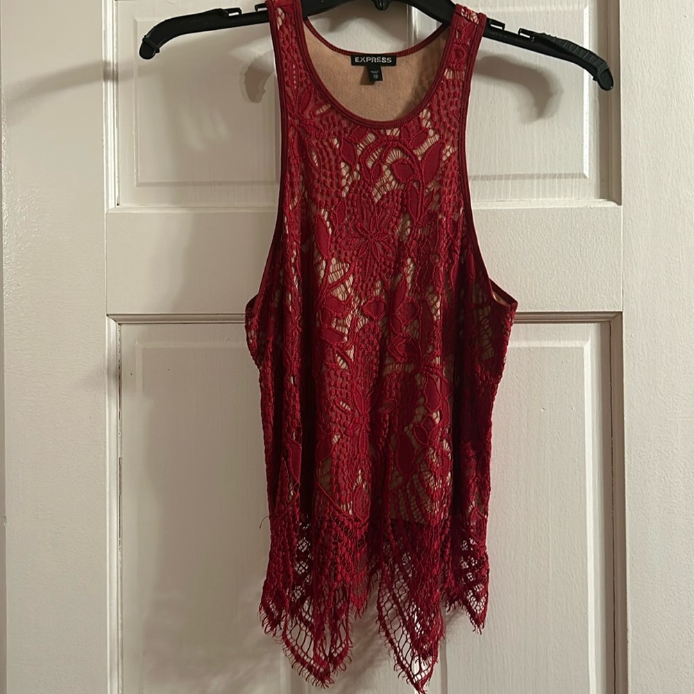 Red lace tank top